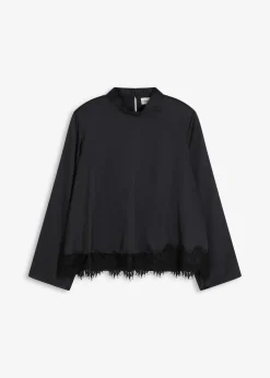 bonprix Bekleidung·Jacken & Mäntel|Blusen & Tuniken^Bluse aus fließendem Satin schwarz
