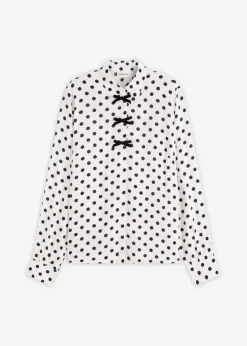 bonprix Bekleidung·Jacken & Mäntel|Nachhaltigere Materialien^Bluse aus fließender Viskose wollweiß/schwarz gepunktet