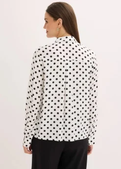 bonprix Bekleidung·Jacken & Mäntel|Nachhaltigere Materialien^Bluse aus fließender Viskose wollweiß/schwarz gepunktet