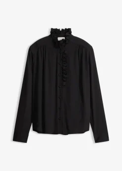 bonprix Blusen & Tuniken|Bekleidung·Jacken & Mäntel^Bluse aus luftigem Crêpe schwarz