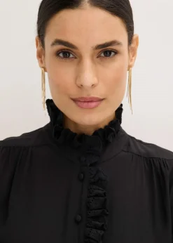 bonprix Blusen & Tuniken|Bekleidung·Jacken & Mäntel^Bluse aus luftigem Crêpe schwarz