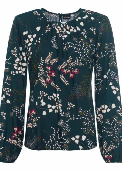 bonprix Bekleidung·Jacken & Mäntel|Nachhaltigere Materialien^Bluse aus nachhaltiger Viskose tiefgrün geblümt