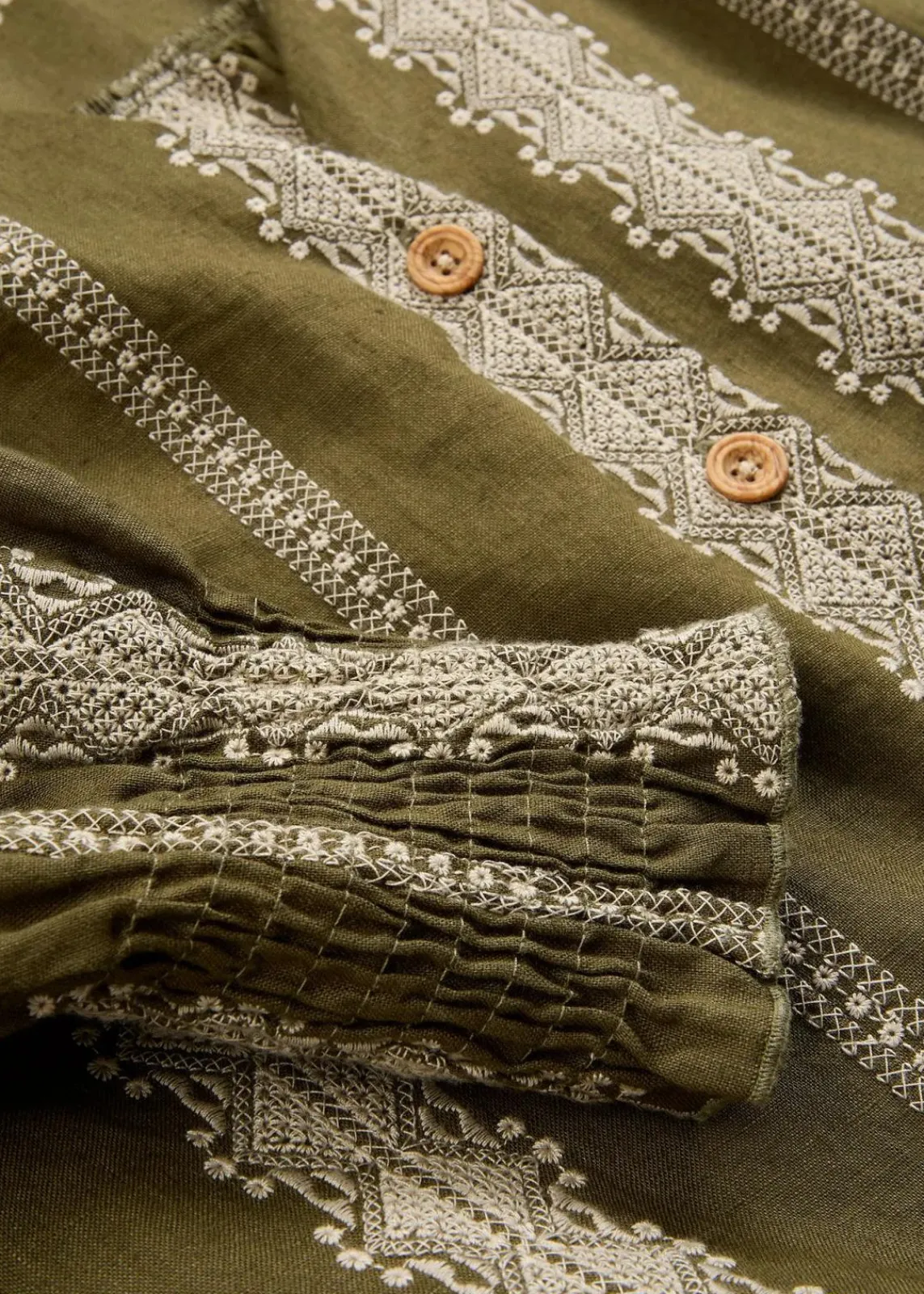 bonprix Bekleidung·Jacken & Mäntel|Premium^Bluse aus reinem Leinen dunkeloliv/kieselbeige