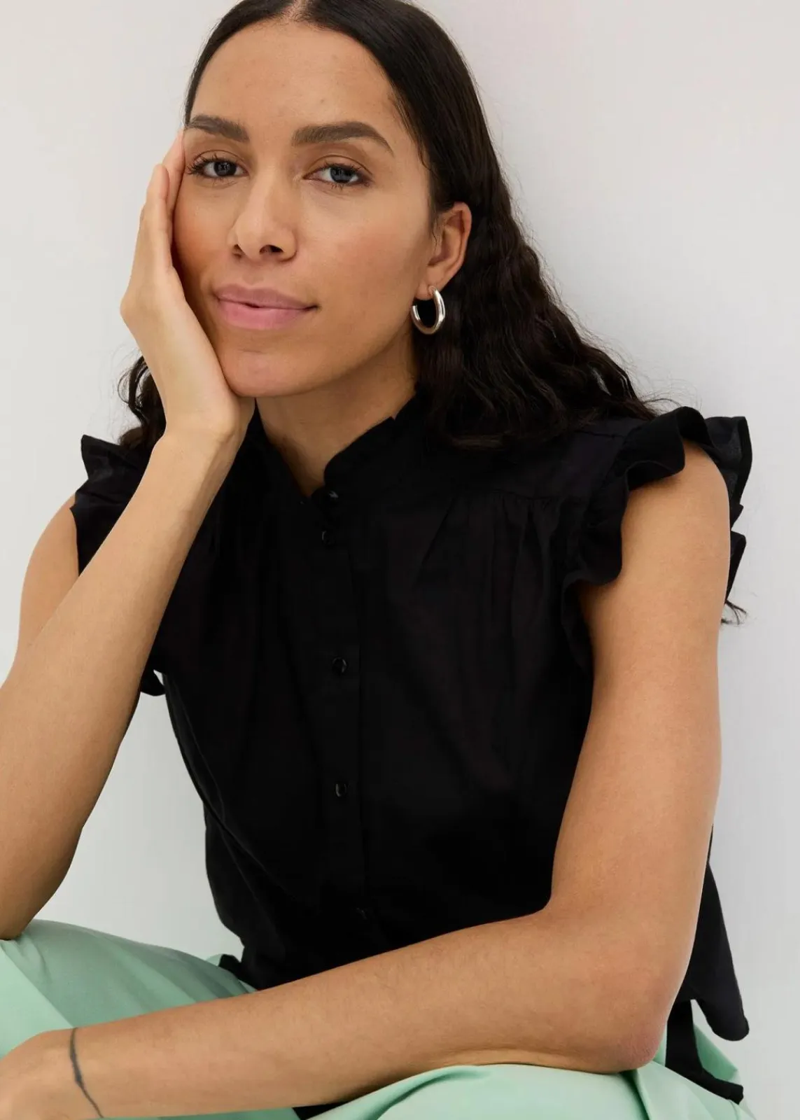 bonprix Blusen & Tuniken|Bekleidung·Jacken & Mäntel^Bluse aus reiner Baumwolle schwarz