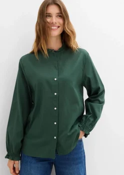 bonprix Bekleidung·Jacken & Mäntel|Blusen & Tuniken^Bluse aus reiner Baumwolle schattengrün