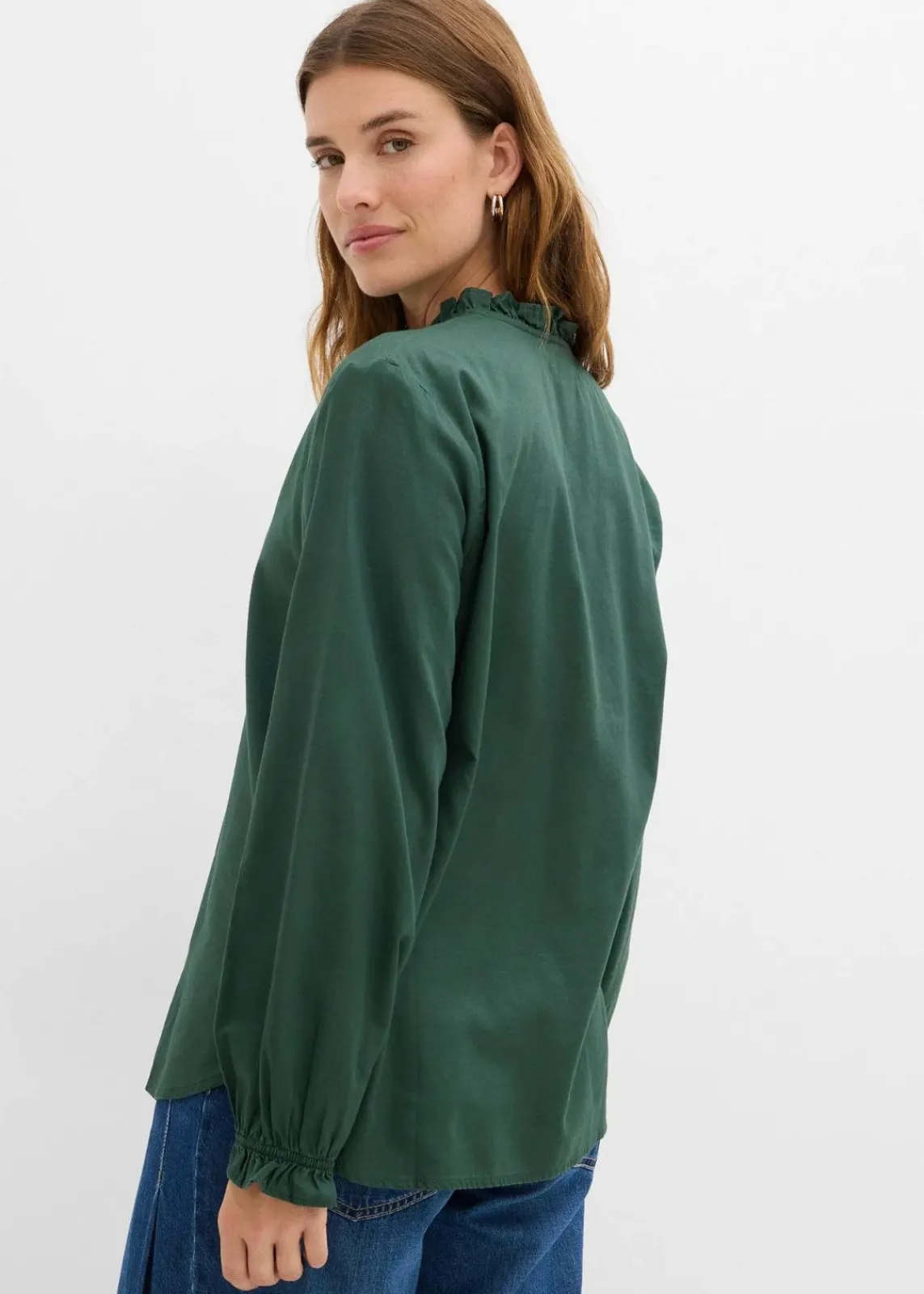 bonprix Bekleidung·Jacken & Mäntel|Blusen & Tuniken^Bluse aus reiner Baumwolle schattengrün