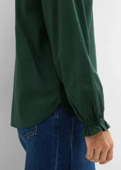 bonprix Bekleidung·Jacken & Mäntel|Blusen & Tuniken^Bluse aus reiner Baumwolle schattengrün