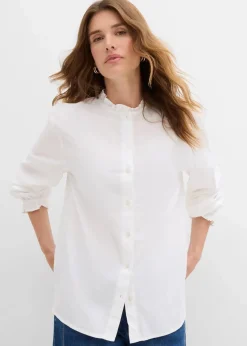 bonprix Blusen & Tuniken|Bekleidung·Jacken & Mäntel^Bluse aus reiner Baumwolle weiß