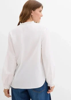 bonprix Blusen & Tuniken|Bekleidung·Jacken & Mäntel^Bluse aus reiner Baumwolle weiß