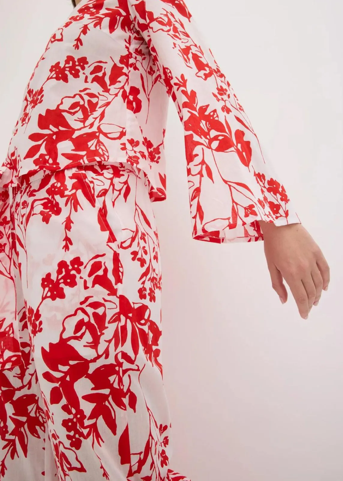 bonprix Zweiteiler & Sets|Blusen & Tuniken^Bluse aus reiner Baumwolle weiß/orangerot floral