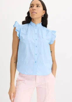 bonprix Bekleidung·Jacken & Mäntel|Blusen & Tuniken^Bluse aus reiner Baumwolle hellblau
