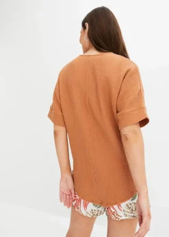 bonprix Bekleidung·Jacken & Mäntel|Blusen & Tuniken^Bluse aus reiner Baumwolle braun