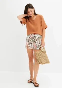 bonprix Bekleidung·Jacken & Mäntel|Blusen & Tuniken^Bluse aus reiner Baumwolle braun