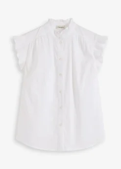 bonprix Blusen & Tuniken|Bekleidung·Jacken & Mäntel^Bluse aus reiner Baumwolle weiß