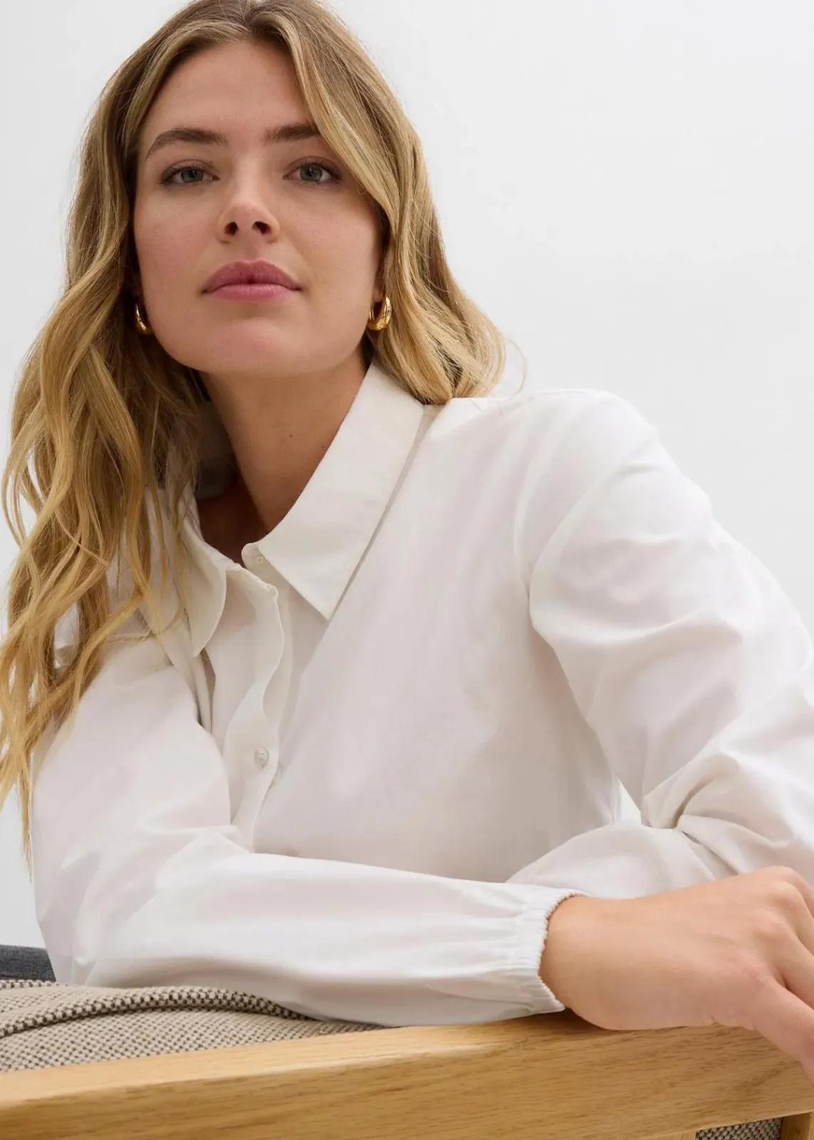 bonprix Bekleidung·Jacken & Mäntel|Blusen & Tuniken^Bluse aus reiner Baumwolle wollweiß