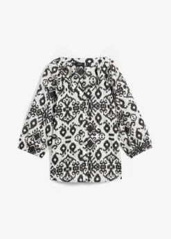 bonprix Bekleidung·Jacken & Mäntel|Blusen & Tuniken^Bluse aus reiner Baumwolle weiß/schwarz