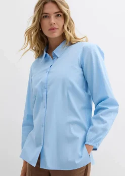 bonprix Blusen & Tuniken|Bekleidung·Jacken & Mäntel^Bluse aus reiner Baumwolle hellblau