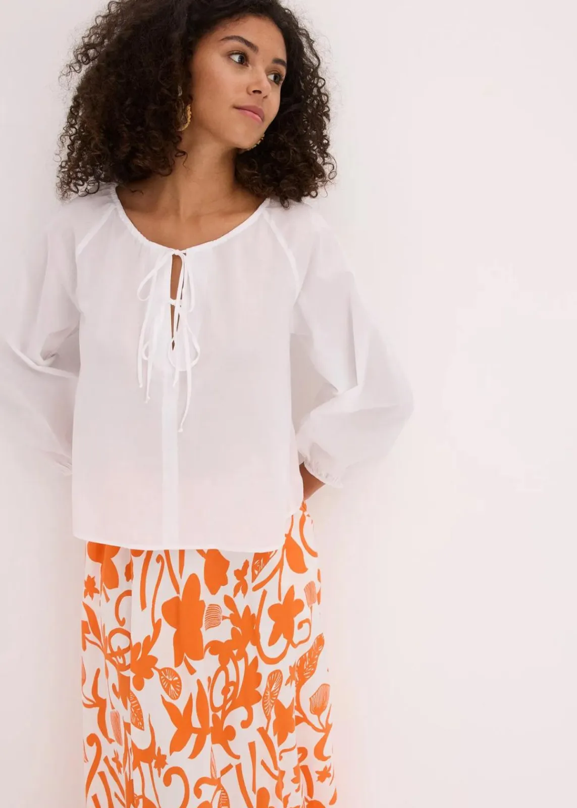 bonprix Blusen & Tuniken|Bekleidung·Jacken & Mäntel^Bluse aus reiner Bio-Baumwolle weiß