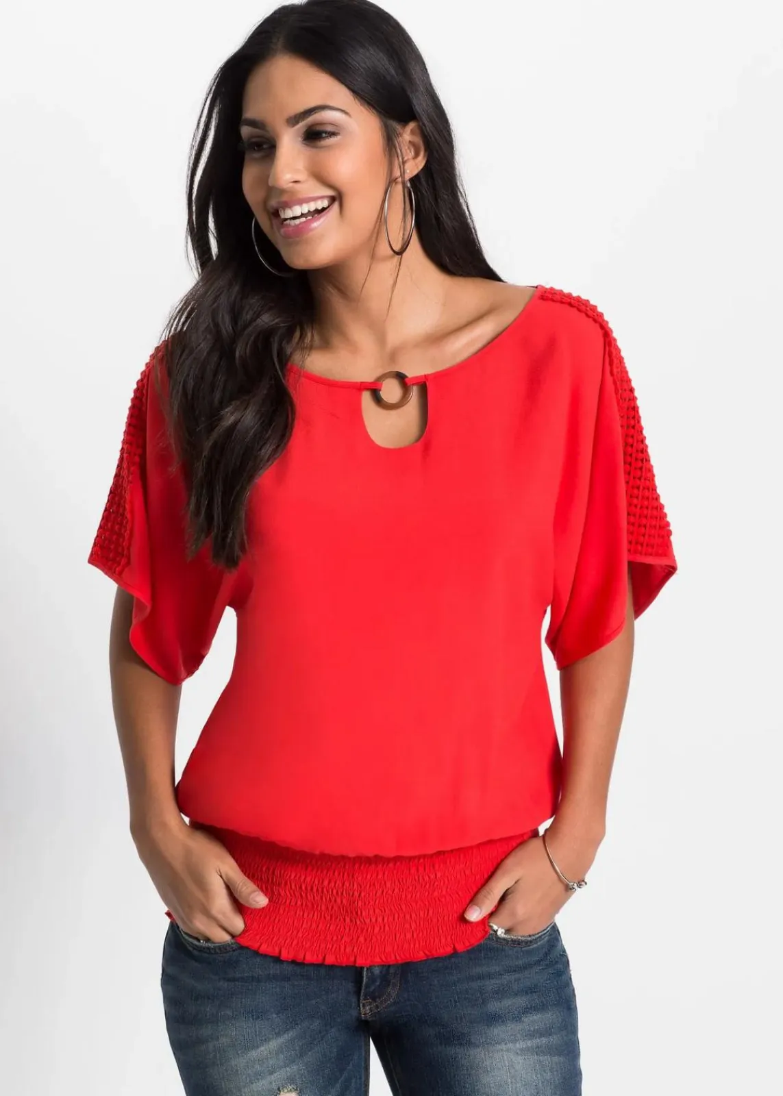 bonprix Nachhaltigere Materialien|Blusen & Tuniken^Bluse aus reiner Viskose erdbeere