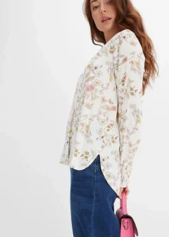 bonprix Bekleidung·Jacken & Mäntel|Nachhaltigere Materialien^Bluse aus reiner Viskose wollweiß geblümt