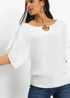 bonprix Blusen & Tuniken|Nachhaltigere Materialien^Bluse aus reiner Viskose wollweiß