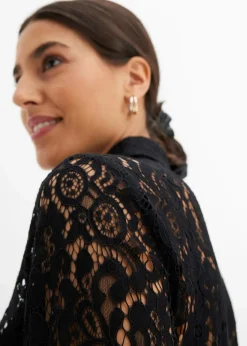 bonprix Bekleidung·Jacken & Mäntel|Blusen & Tuniken^Bluse aus Spitze schwarz