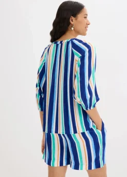 bonprix Bekleidung·Jacken & Mäntel|Blusen & Tuniken^Bluse aus strukturierter Viskose arktikblau/hellblau/weiß gestreift