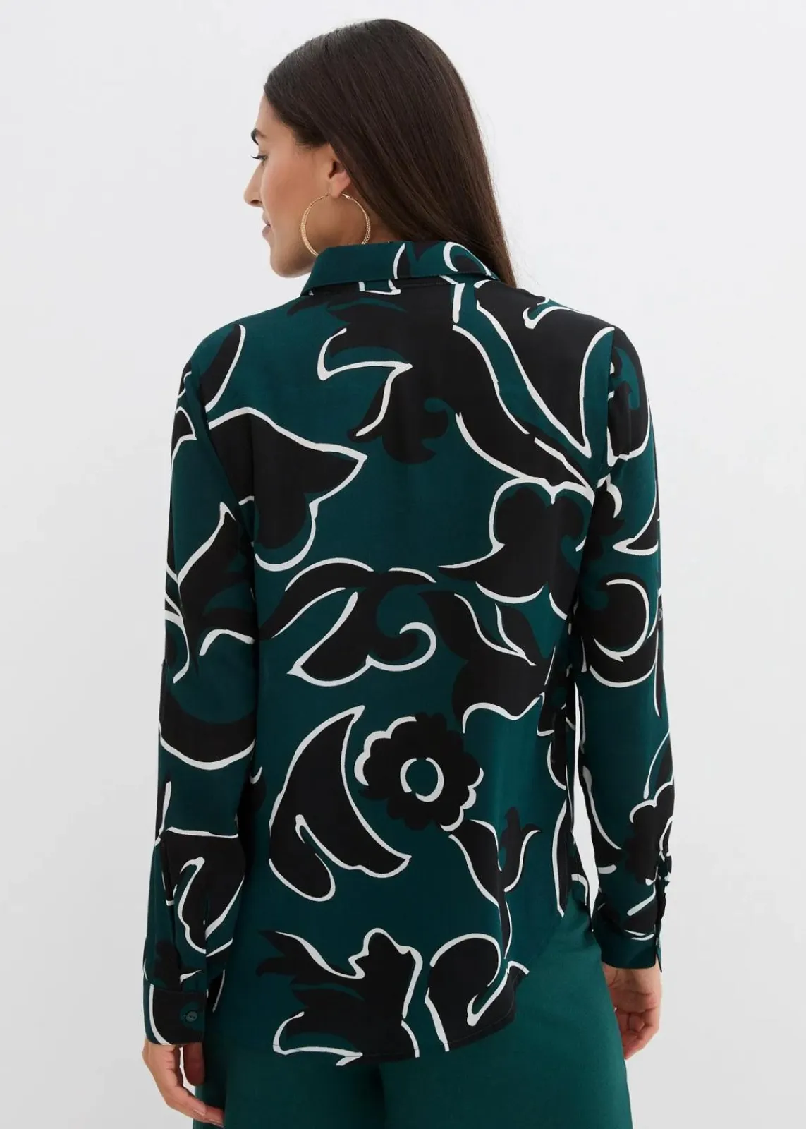 bonprix Blusen & Tuniken|Bekleidung·Jacken & Mäntel^Bluse bedruckt tiefgrün/schwarz bedruckt