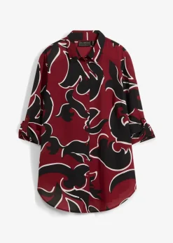 bonprix Bekleidung·Jacken & Mäntel|Blusen & Tuniken^Bluse bedruckt kastanienrot/schwarz bedruckt