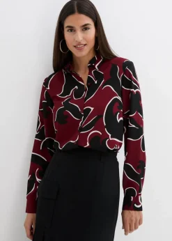 bonprix Bekleidung·Jacken & Mäntel|Blusen & Tuniken^Bluse bedruckt kastanienrot/schwarz bedruckt