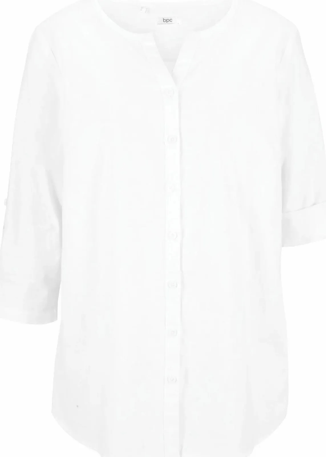bonprix Bekleidung·Jacken & Mäntel|Blusen & Tuniken^Bluse mit Leinen, 3/4 Arm weiß