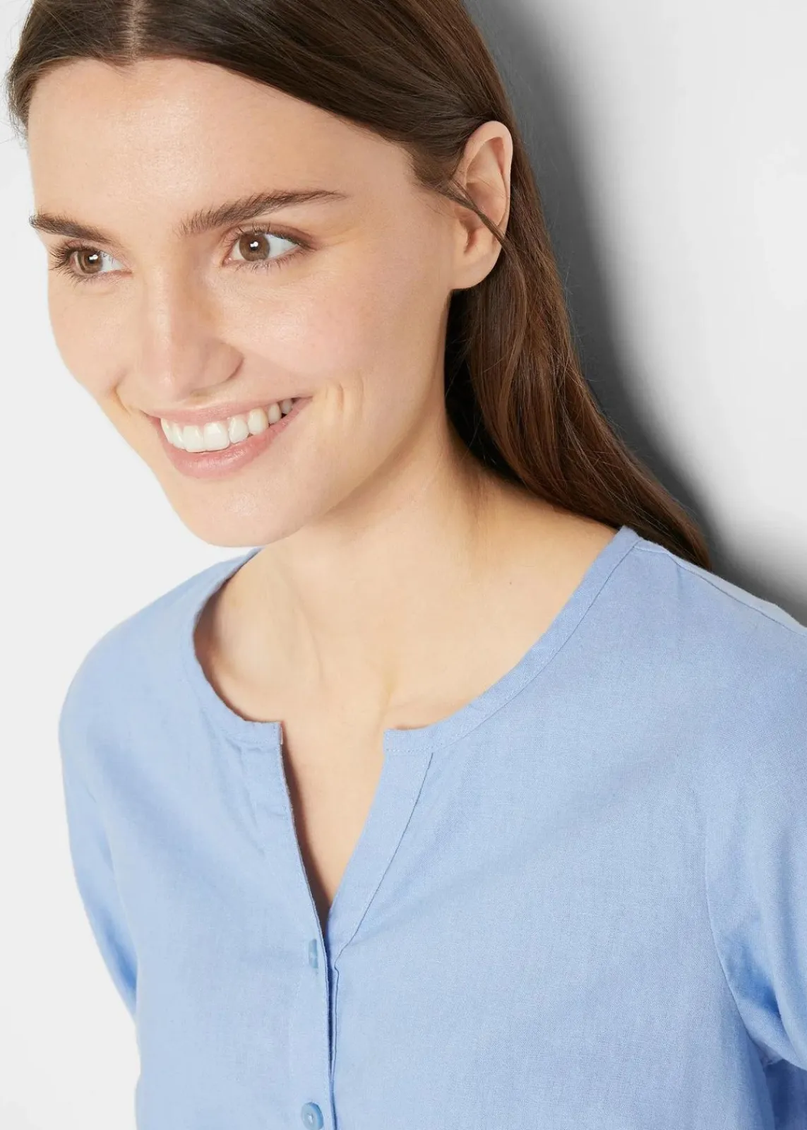 bonprix Blusen & Tuniken|Bekleidung·Jacken & Mäntel^Bluse mit Leinen, 3/4 Arm perlblau