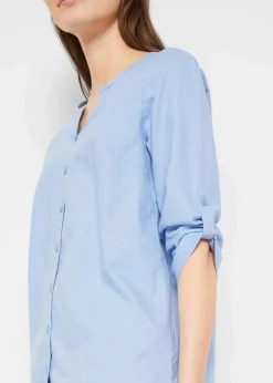 bonprix Blusen & Tuniken|Bekleidung·Jacken & Mäntel^Bluse mit Leinen, 3/4 Arm perlblau