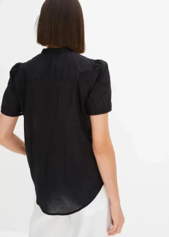 bonprix Blusen & Tuniken^Bluse mit Lochstickerei schwarz