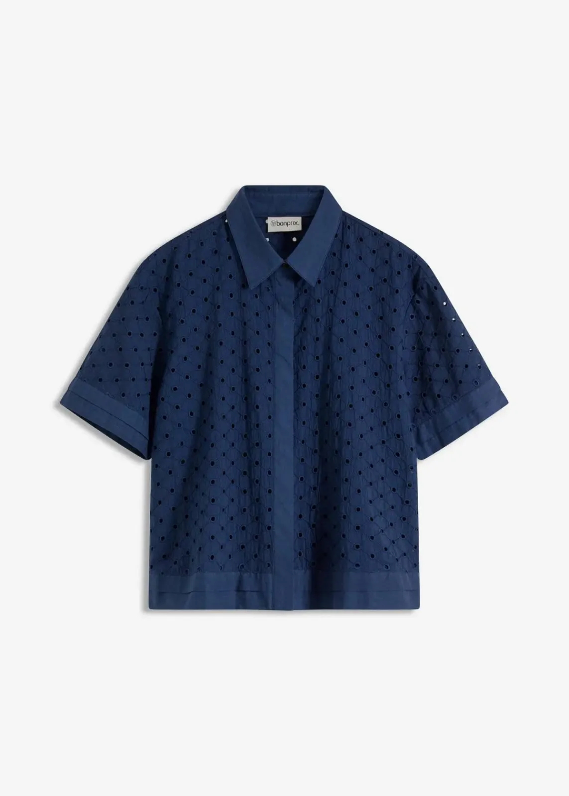 bonprix Blusen & Tuniken|Bekleidung·Jacken & Mäntel^Bluse mit Lochstickerei dunkelblau