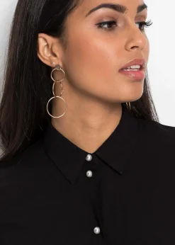 bonprix Bekleidung·Jacken & Mäntel|Blusen & Tuniken^Bluse mit Perlenknopfleiste schwarz