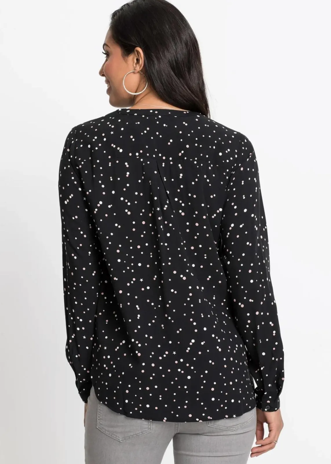 bonprix Bekleidung·Jacken & Mäntel|Blusen & Tuniken^Bluse mit Pünktchen schwarz gepunktet