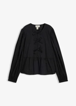 bonprix Bekleidung·Jacken & Mäntel|Blusen & Tuniken^Bluse mit Schleifendetails schwarz