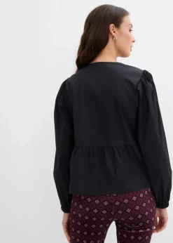 bonprix Bekleidung·Jacken & Mäntel|Blusen & Tuniken^Bluse mit Schleifendetails schwarz