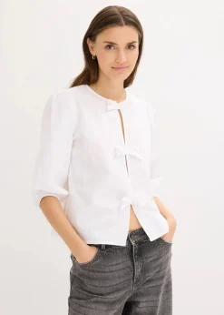 bonprix Blusen & Tuniken^Bluse mit Schleifendetail weiß