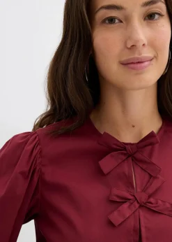 bonprix Blusen & Tuniken|Bekleidung·Jacken & Mäntel^Bluse mit Schleifendetails rubinrot