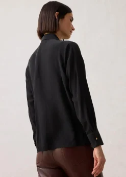 bonprix Blusen & Tuniken|Premium^Bluse mit Seide schwarz