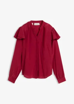 bonprix Blusen & Tuniken|Bekleidung·Jacken & Mäntel^Bluse mit Seidenanteil pflaumenrot
