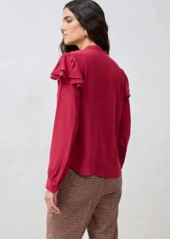 bonprix Blusen & Tuniken|Bekleidung·Jacken & Mäntel^Bluse mit Seidenanteil pflaumenrot