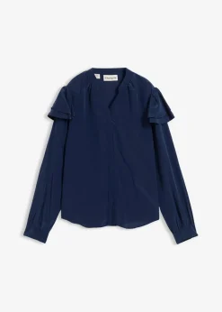 bonprix Bekleidung·Jacken & Mäntel|Blusen & Tuniken^Bluse mit Seidenanteil dunkelblau