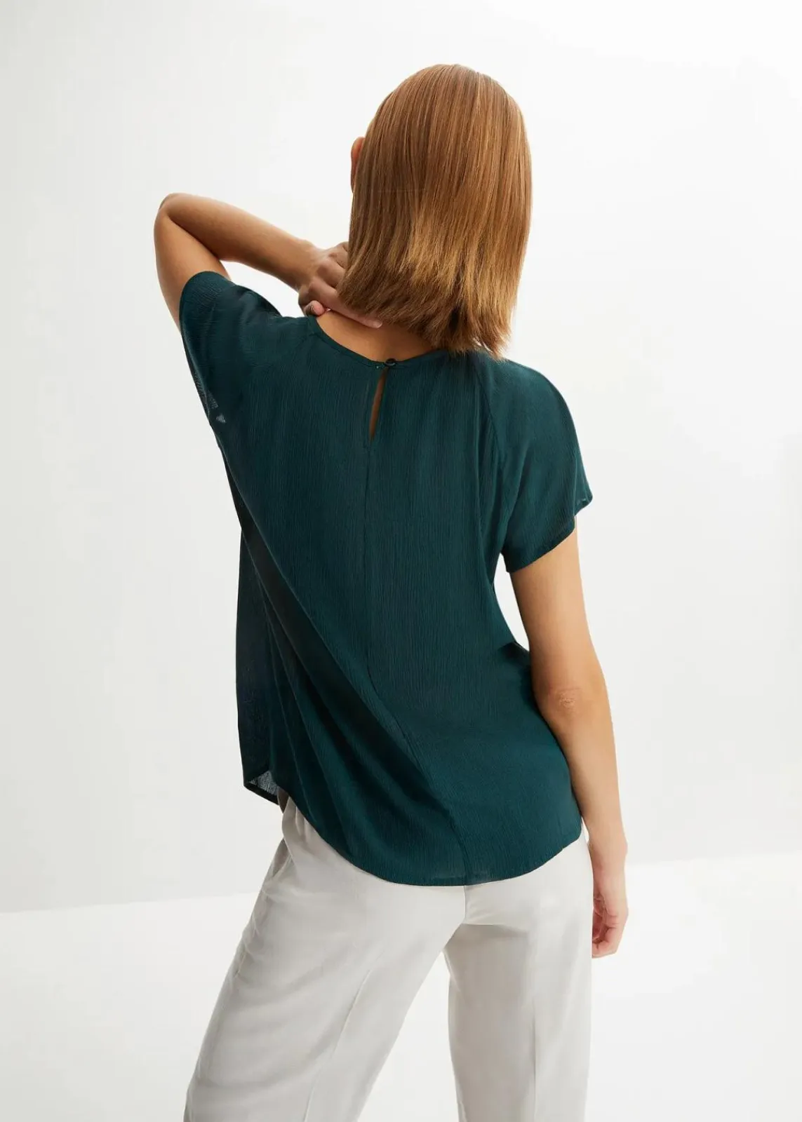 bonprix Bekleidung·Jacken & Mäntel|Blusen & Tuniken^Bluse mit Spitze tiefgrün