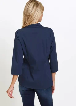 bonprix Blusen & Tuniken|Bekleidung·Jacken & Mäntel^Bluse mit Stehkragen dunkelblau