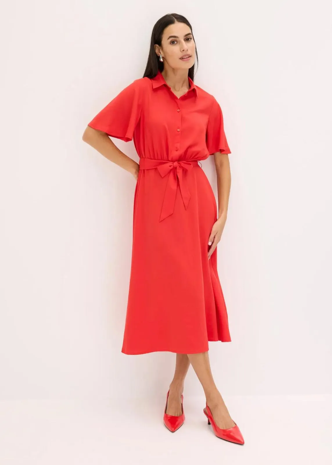 bonprix Bekleidung·Pullover & Strickjacken|Kleider^Blusenkleid erdbeere