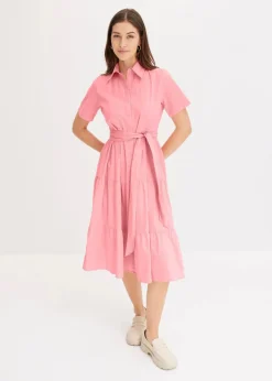 bonprix Bekleidung·Pullover & Strickjacken|Kleider^Blusenkleid aus elastischem Baumwoll-Mix softrosa