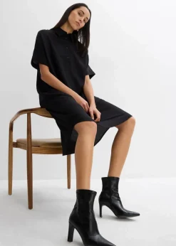 bonprix Kleider|Bekleidung·Pullover & Strickjacken^Blusenkleid aus feiner Viskose schwarz